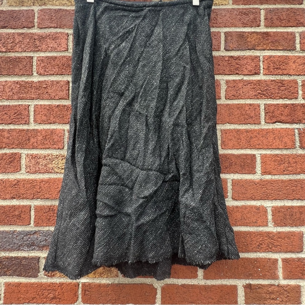 Eileen fisher grey raw hem pull on midi skirt style s0623m Grey textured Small